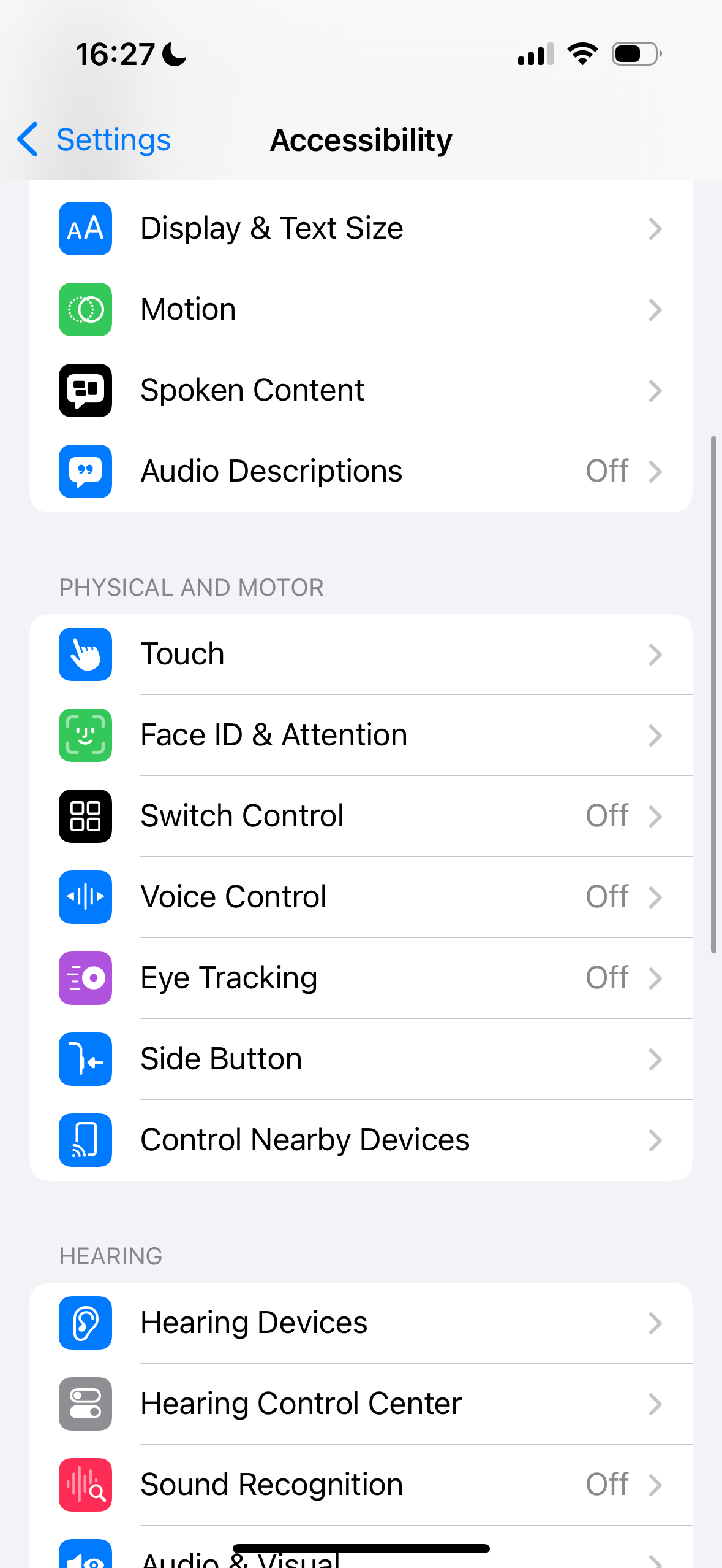 iPhone Accessibility Settings Menu