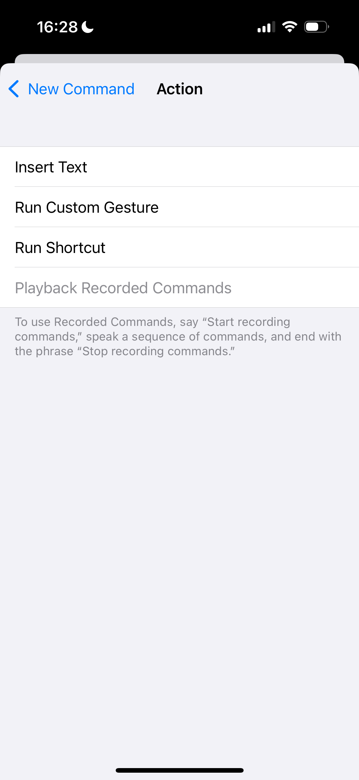 Action Selection Screen